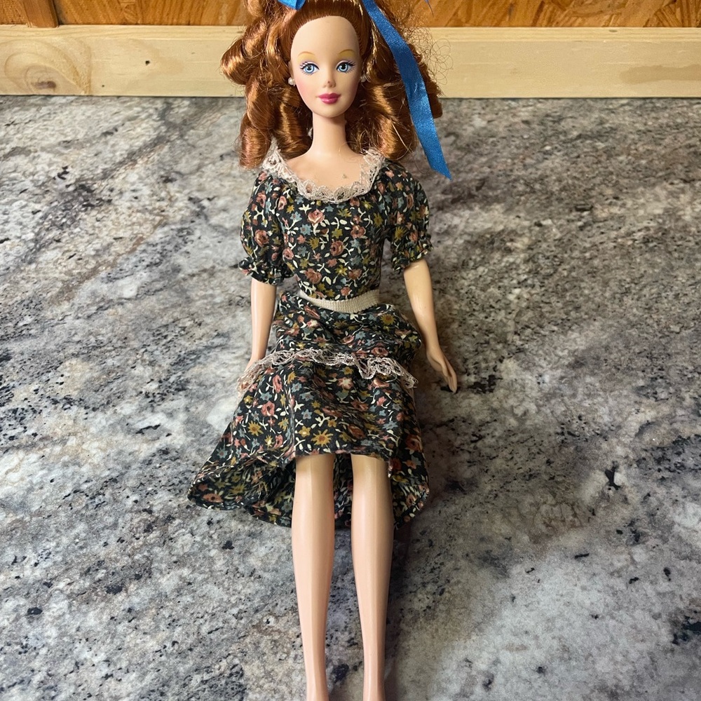 Vintage 1966 Barbie Doll with Red Curls & Floral Dress